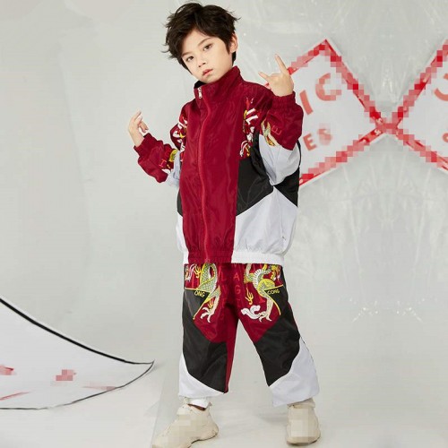 Boy children dragon china styles rap hiphop street dance costumes singers model show competition stage performance outfits